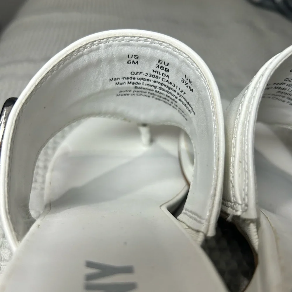 DKNY White Block Heel Sandals